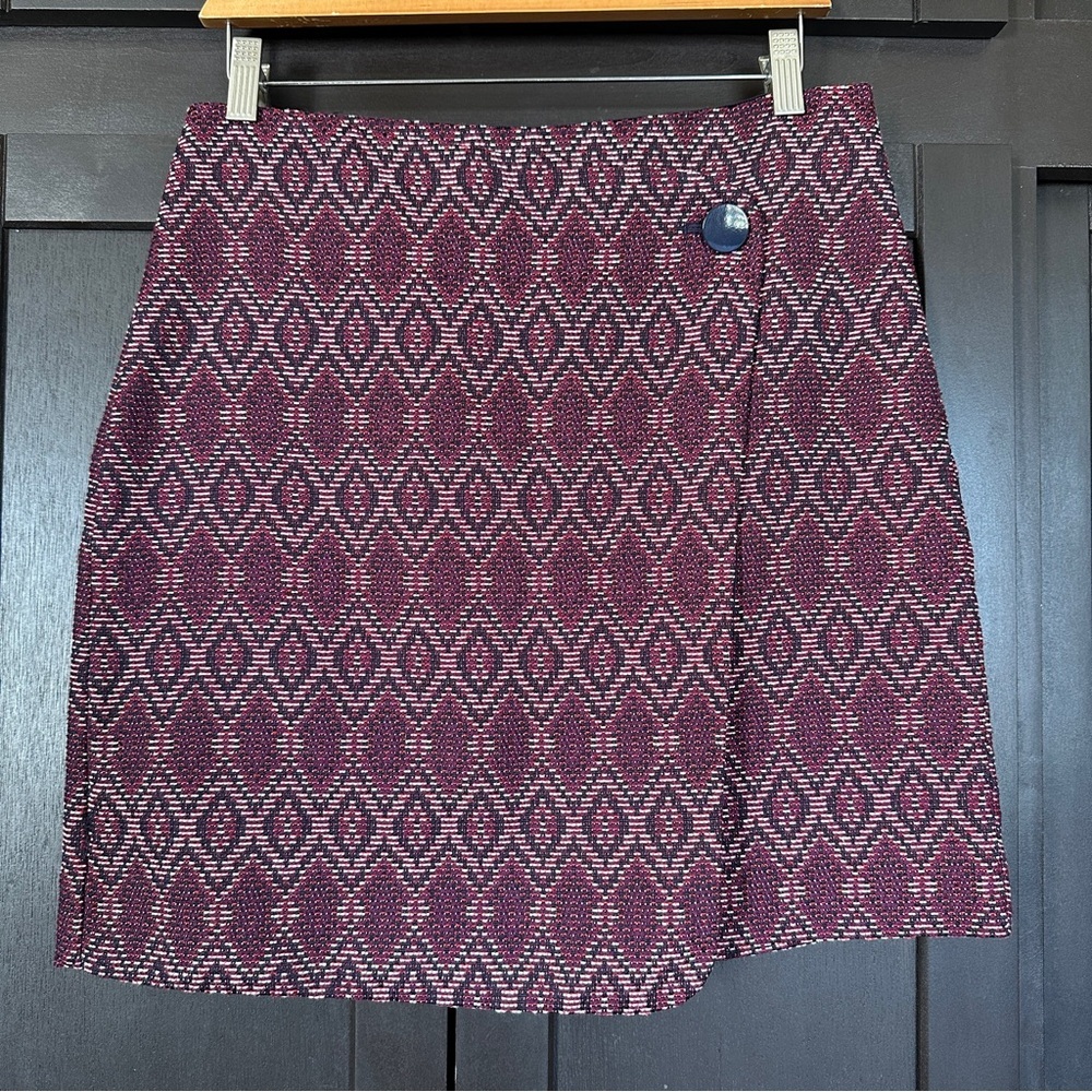 LOFT Purple Patterned Mini Skirt
